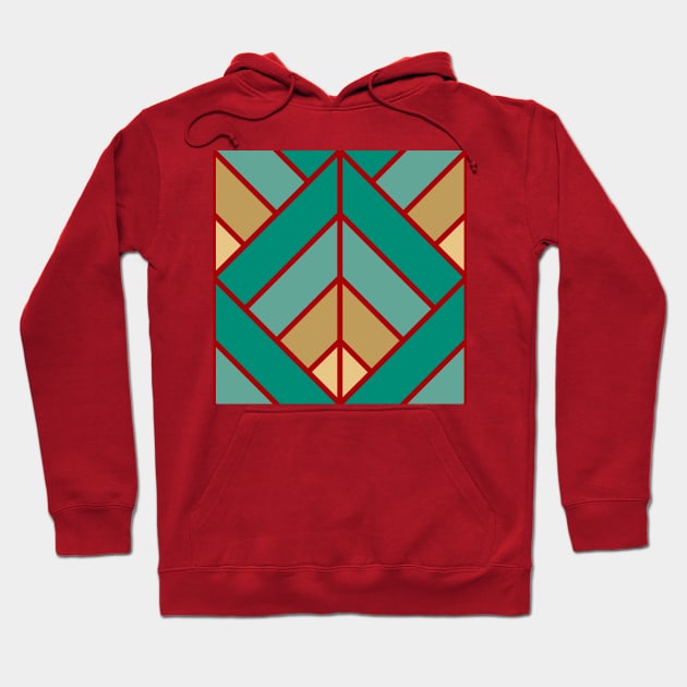 Geometric Pattern: Art Deco Diamond: Turquoise Hoodie by Red Wolf